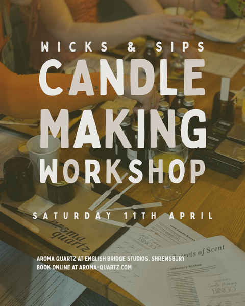 Wicks and Sips candle making workshop at Aroma Quartz Shrewsbury studio