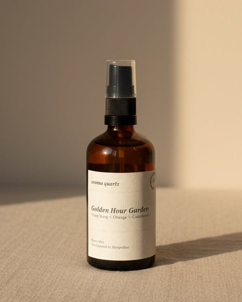 Garden in Golden Hour –  Limited Edition Room Spray room spray by Aroma Quartz — 100ml glass bottle with cream label